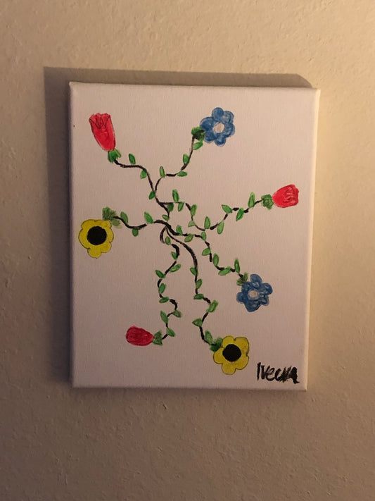 Floral Arrangements and Moon Over the Ocean original oil paintings