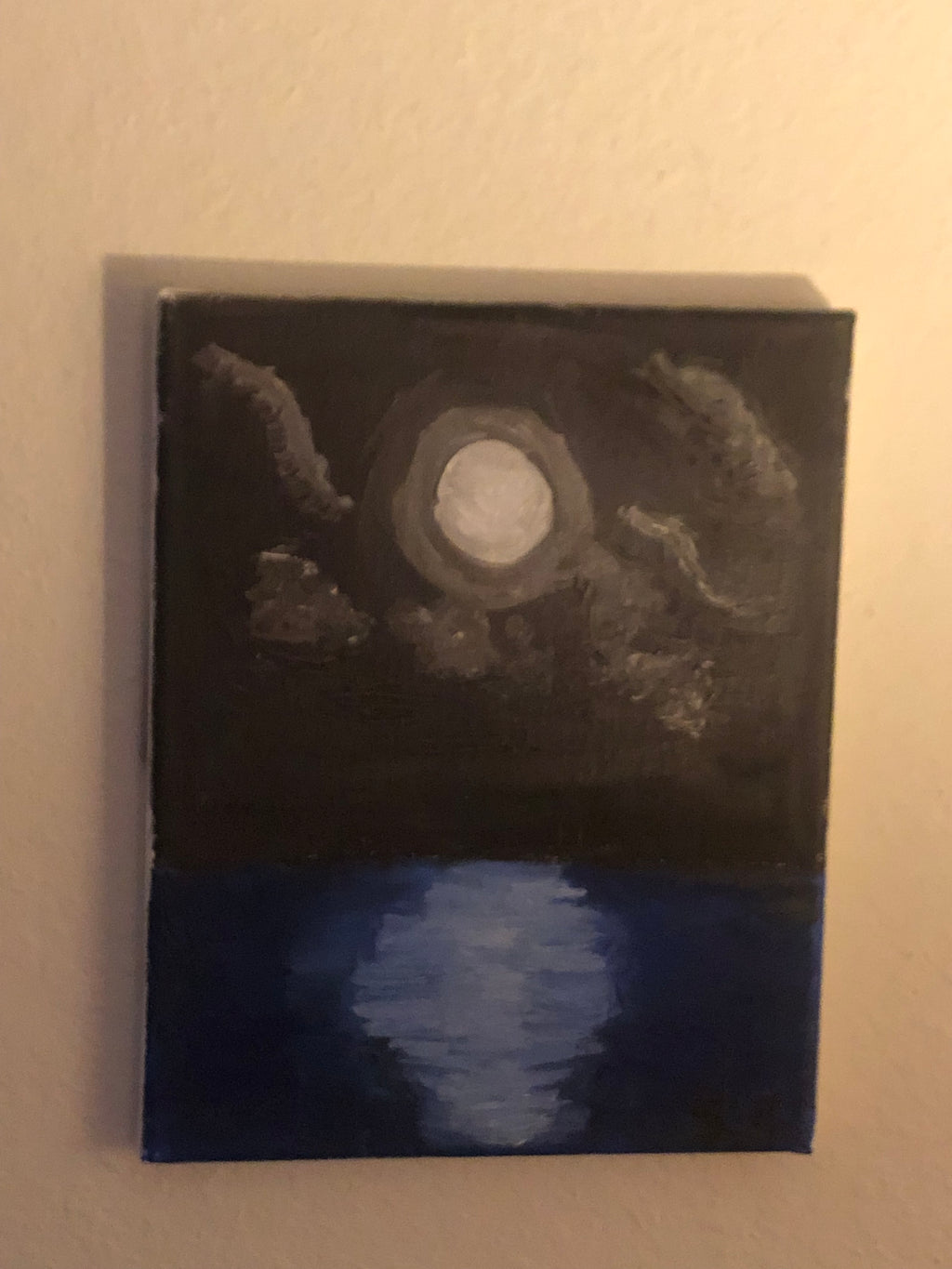 Floral Arrangements and Moon Over the Ocean original oil paintings